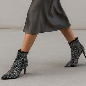 NWT - Spring Step Black Iridescent Glitter Ankle Booties